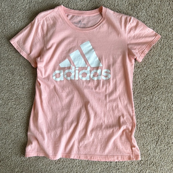 Adidas light pink logo tee - Picture 1 of 3